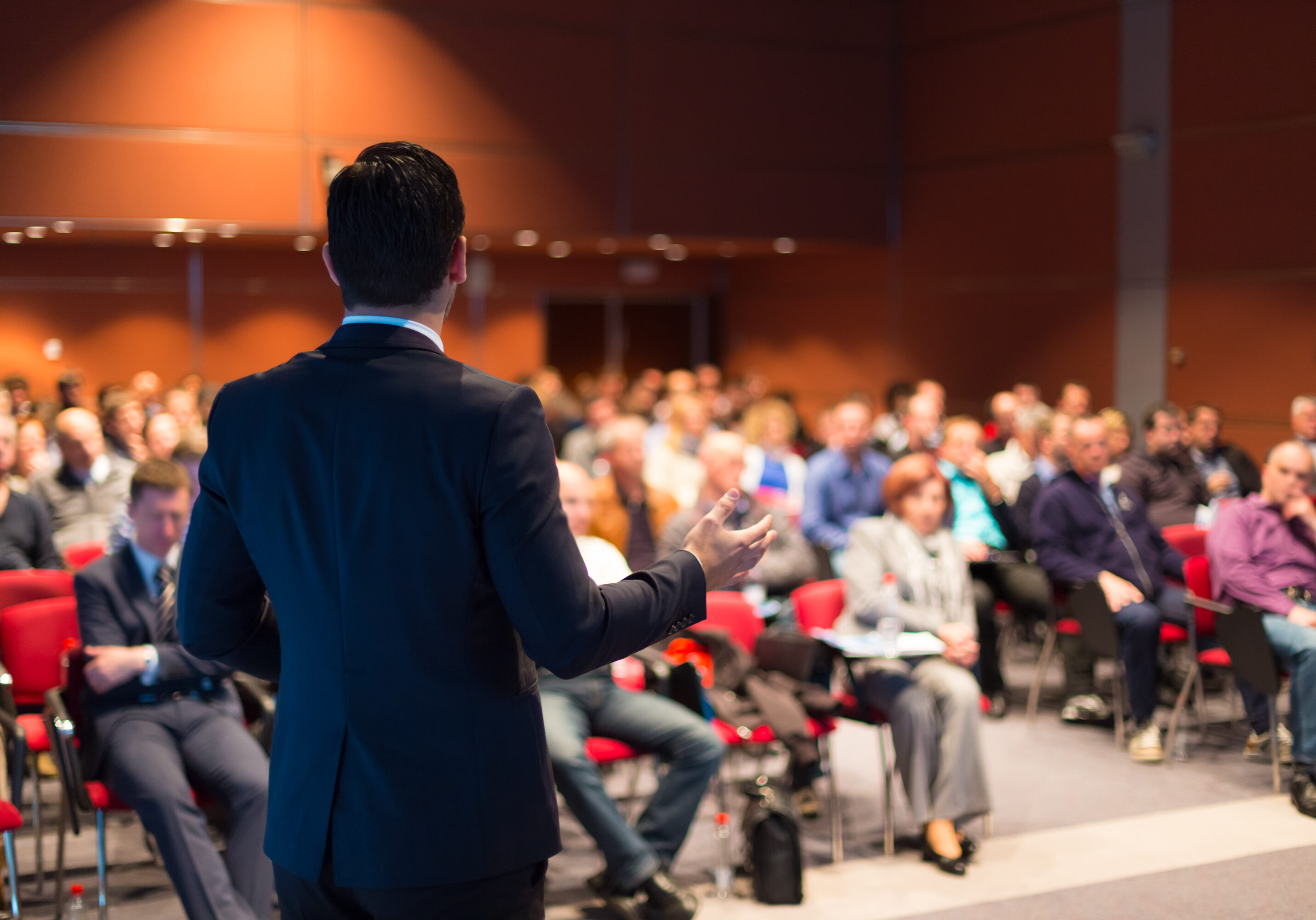 Speaker at Business Conference and Presentation. Audience at the conference hall.